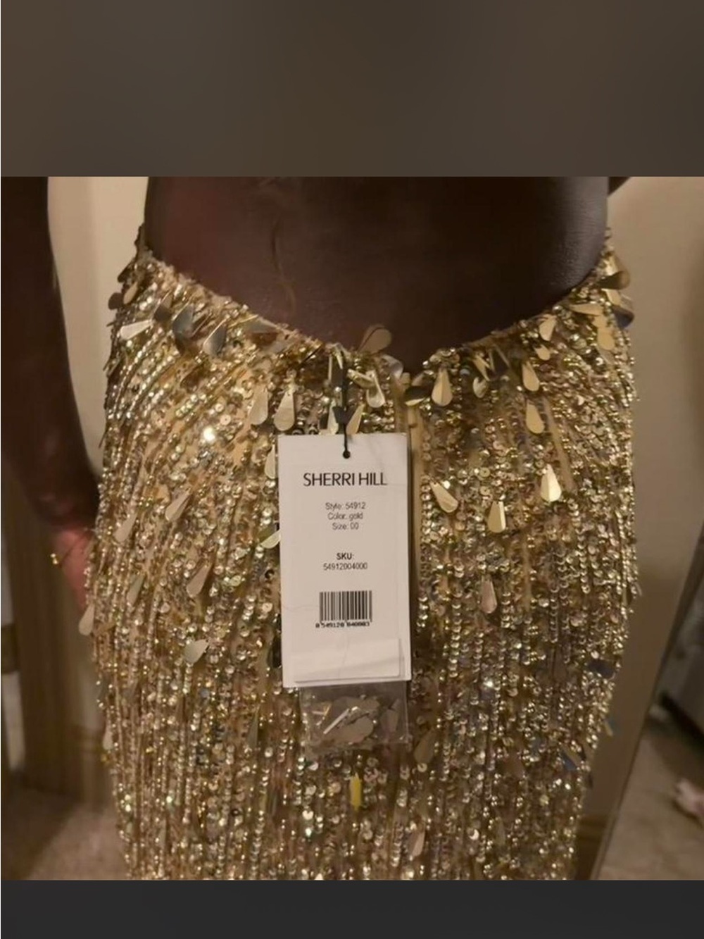 Sherri Hill Gold Sequin Cutout Prom Gown - Picture 7 of 7